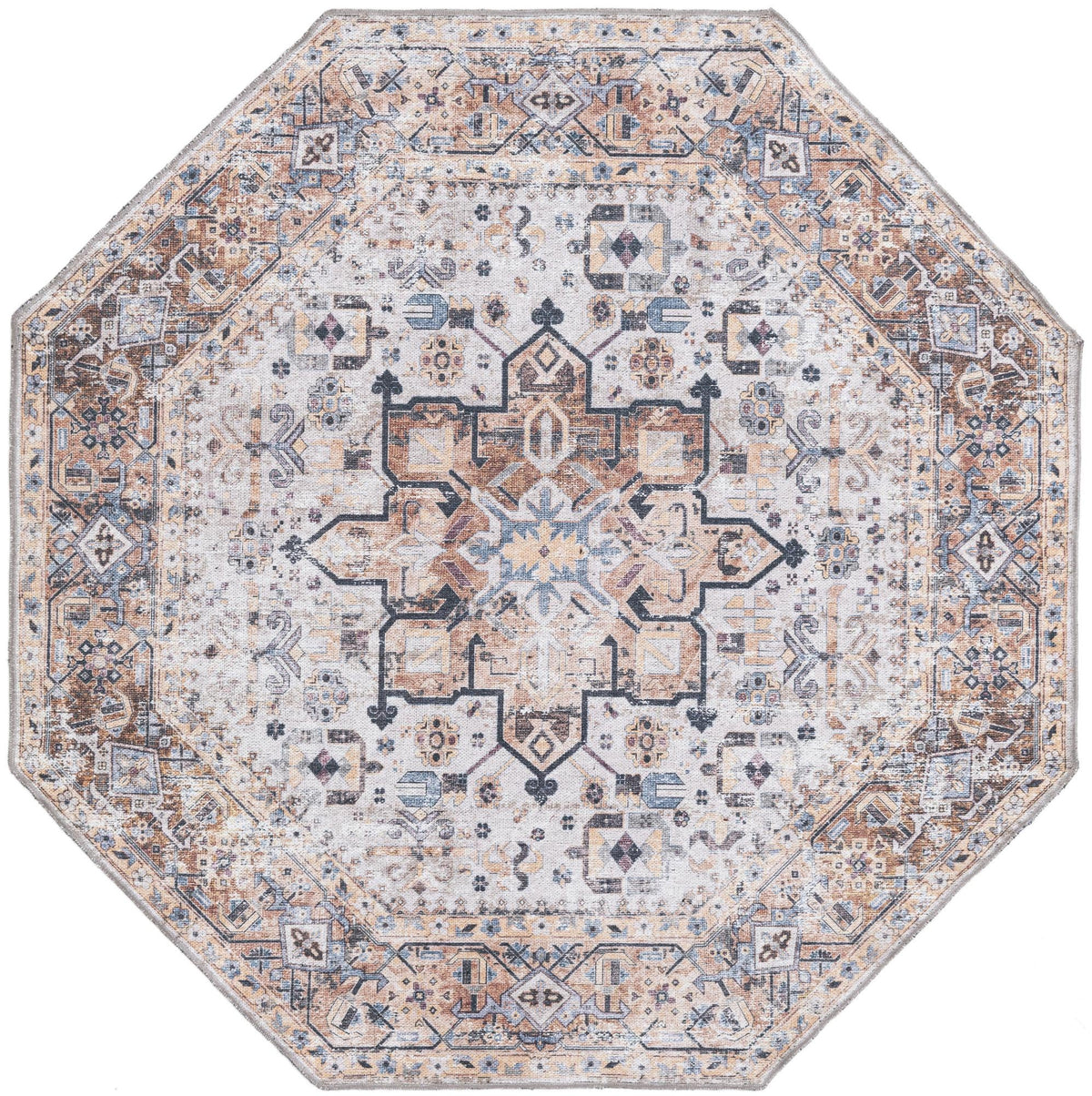 Laguna Sands Collection Area Rug -  Venice Octagon Ivory Almond  lifestyle 32