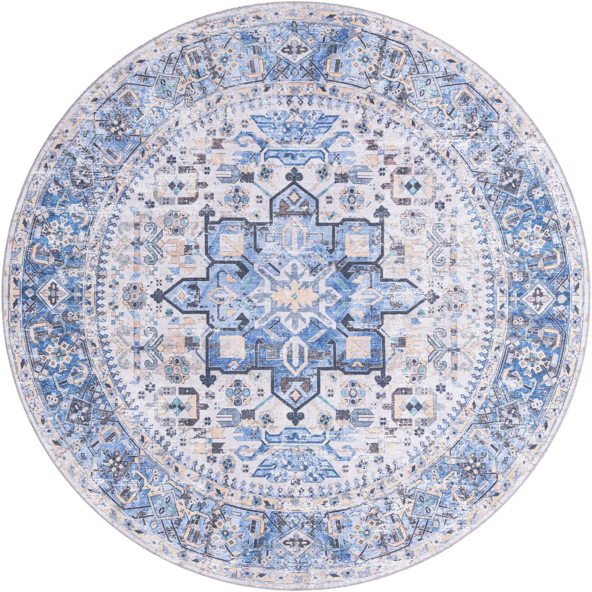 Laguna Sands Collection Area Rug -  Venice Round Royal Blue  lifestyle 88
