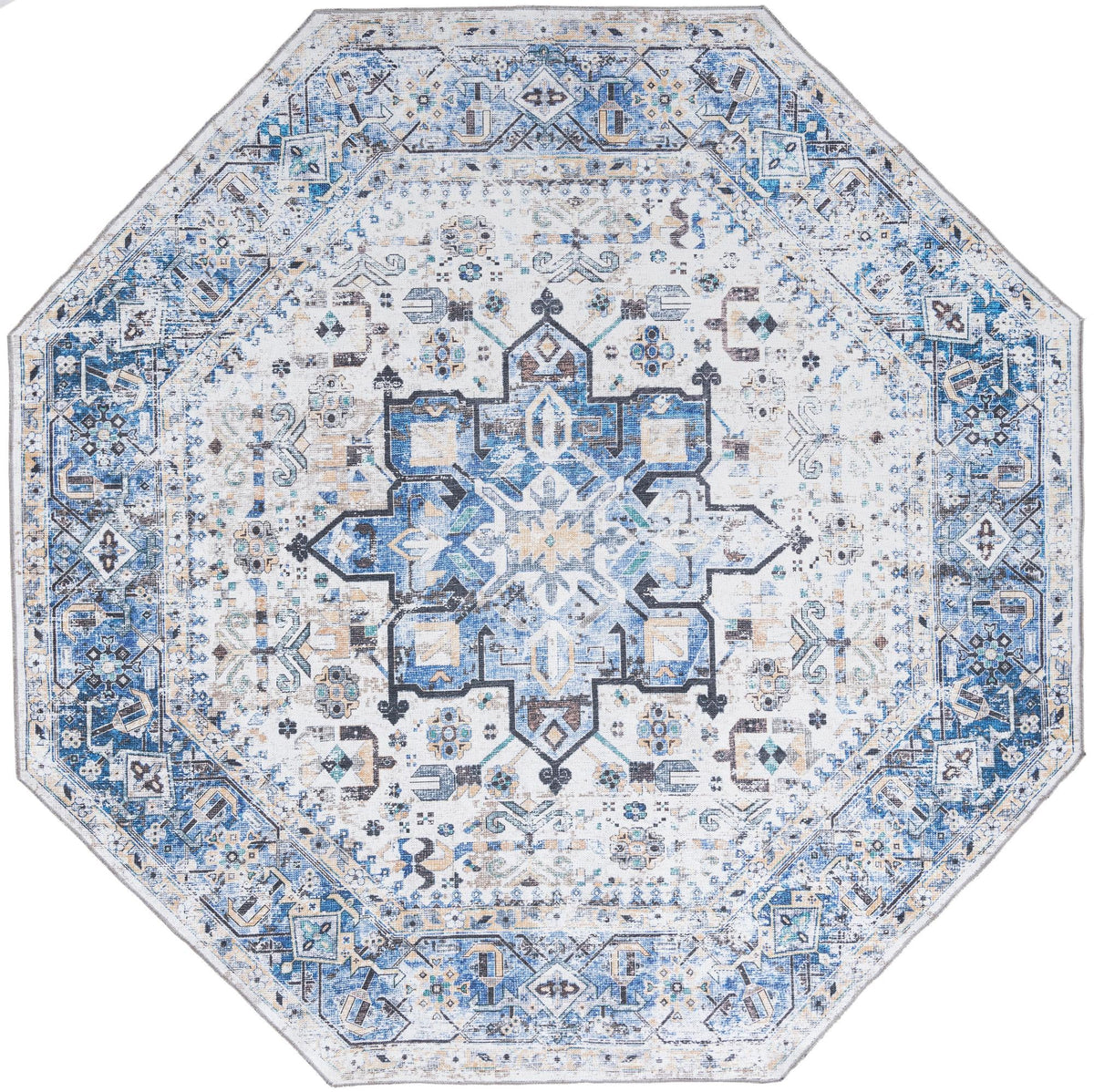 Laguna Sands Collection Area Rug -  Venice Octagon Royal Blue  lifestyle 87