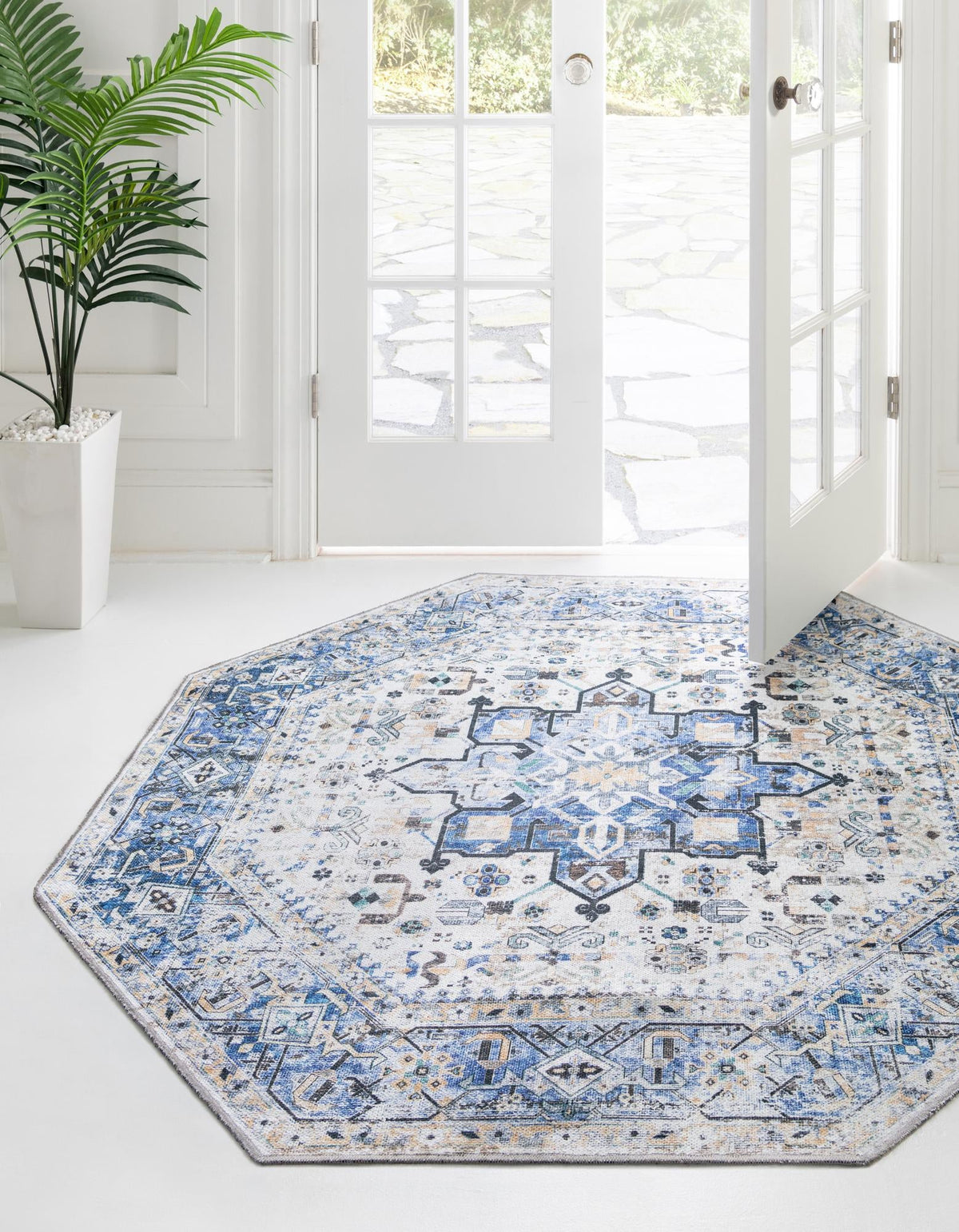 Laguna Sands Collection Area Rug -  Venice Octagon Royal Blue  lifestyle 58