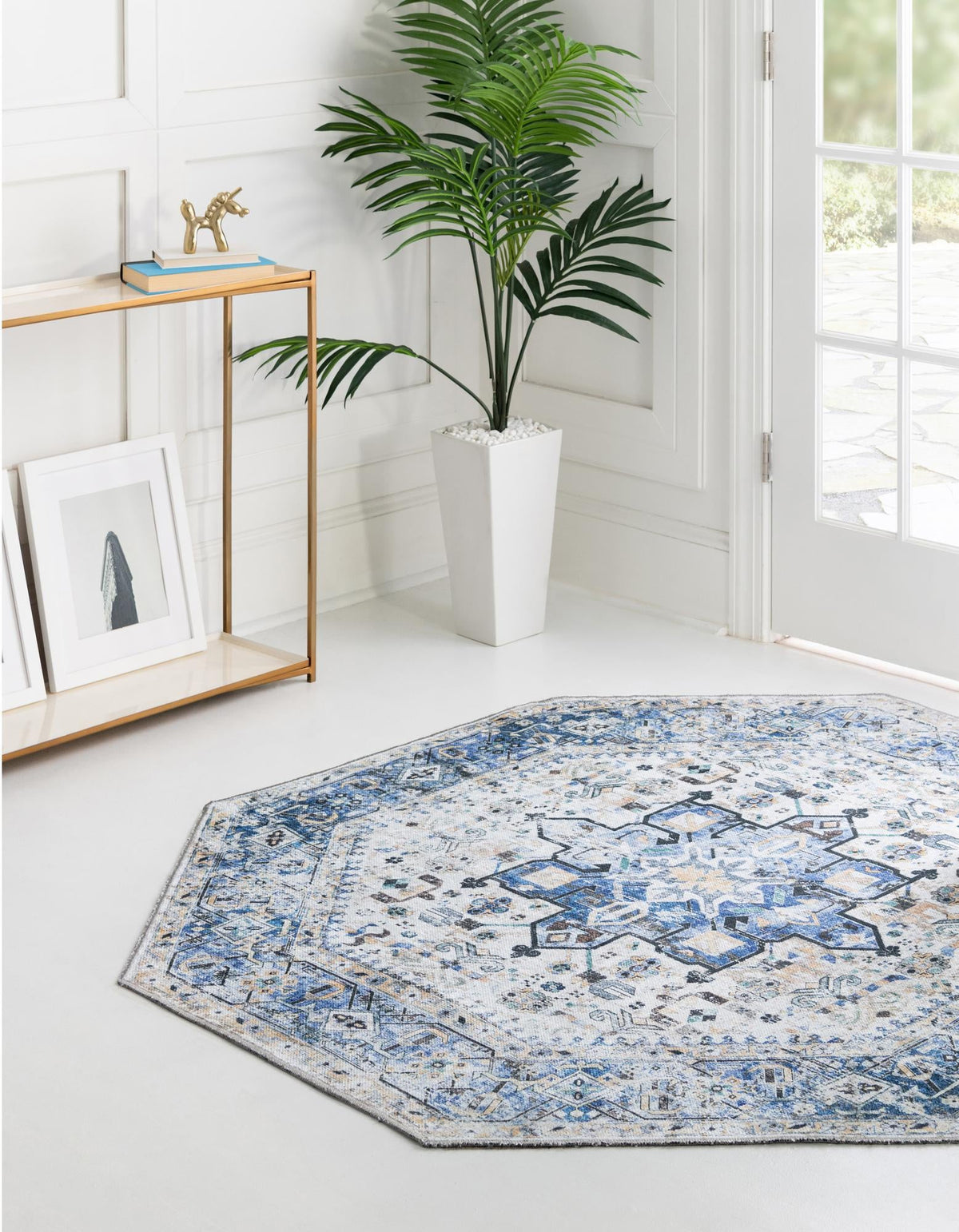 Laguna Sands Collection Area Rug -  Venice Octagon Royal Blue  lifestyle 75