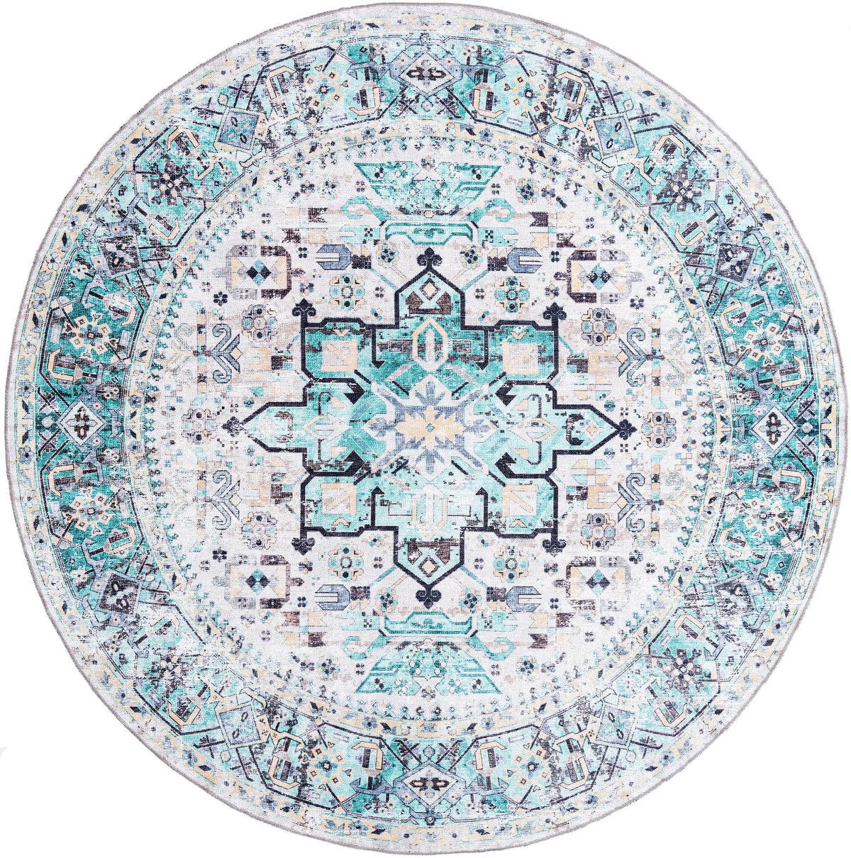Laguna Sands Collection Area Rug -  Venice Round Aqua Green  lifestyle 84