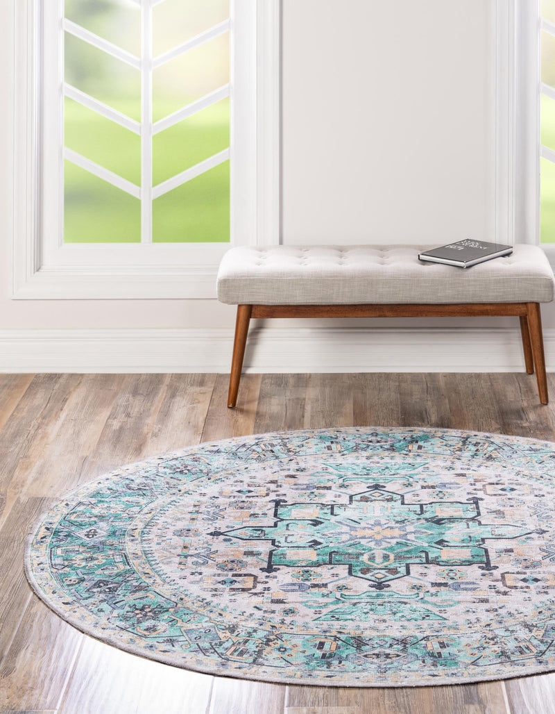 Laguna Sands Collection Area Rug -  Venice Round Aqua Green  lifestyle 59