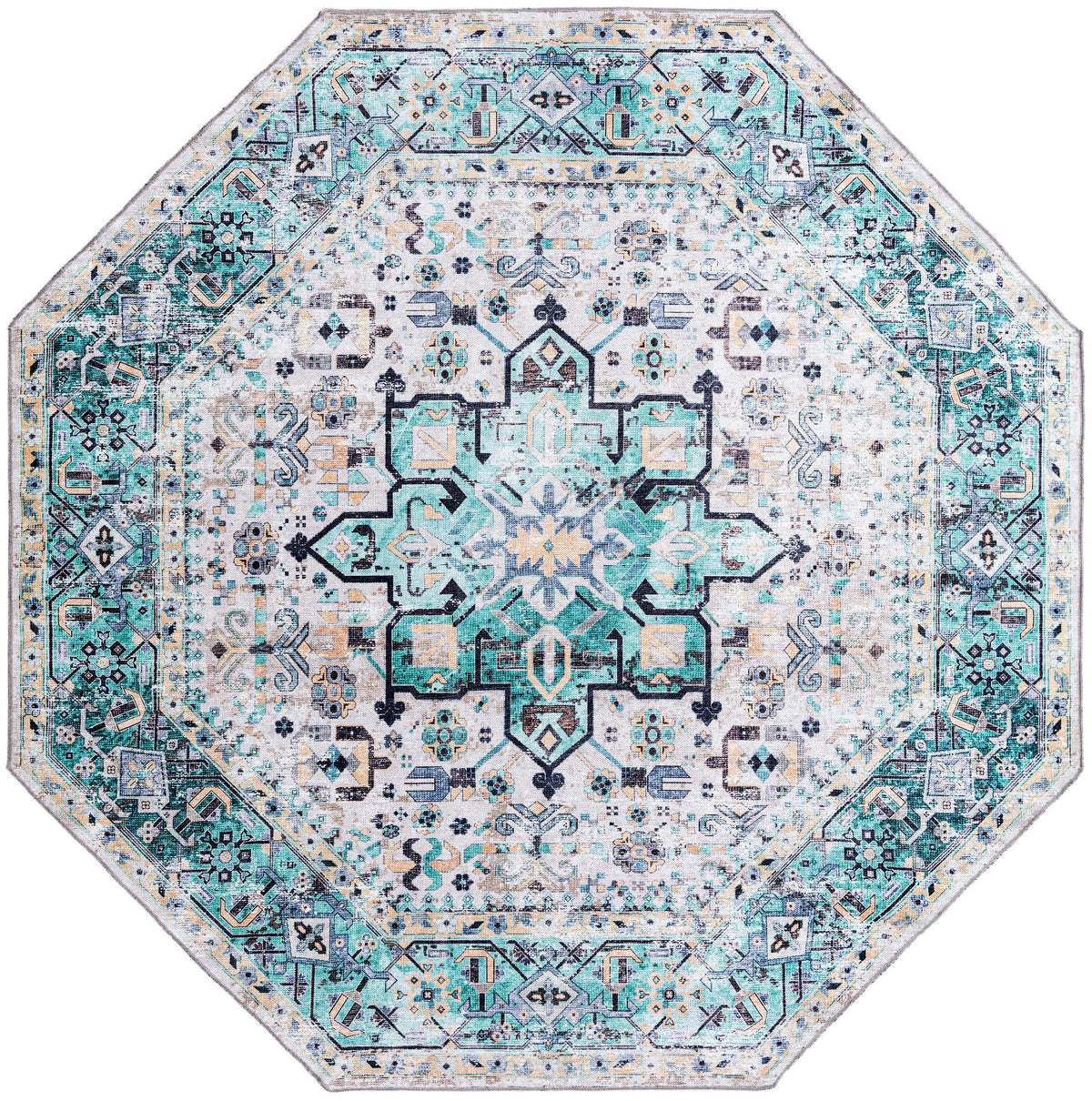Laguna Sands Collection Area Rug -  Venice Octagon Aqua Green  lifestyle 49