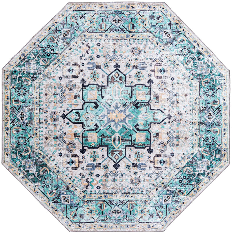 Laguna Sands Collection Area Rug -  Venice Octagon Aqua Green  lifestyle 49