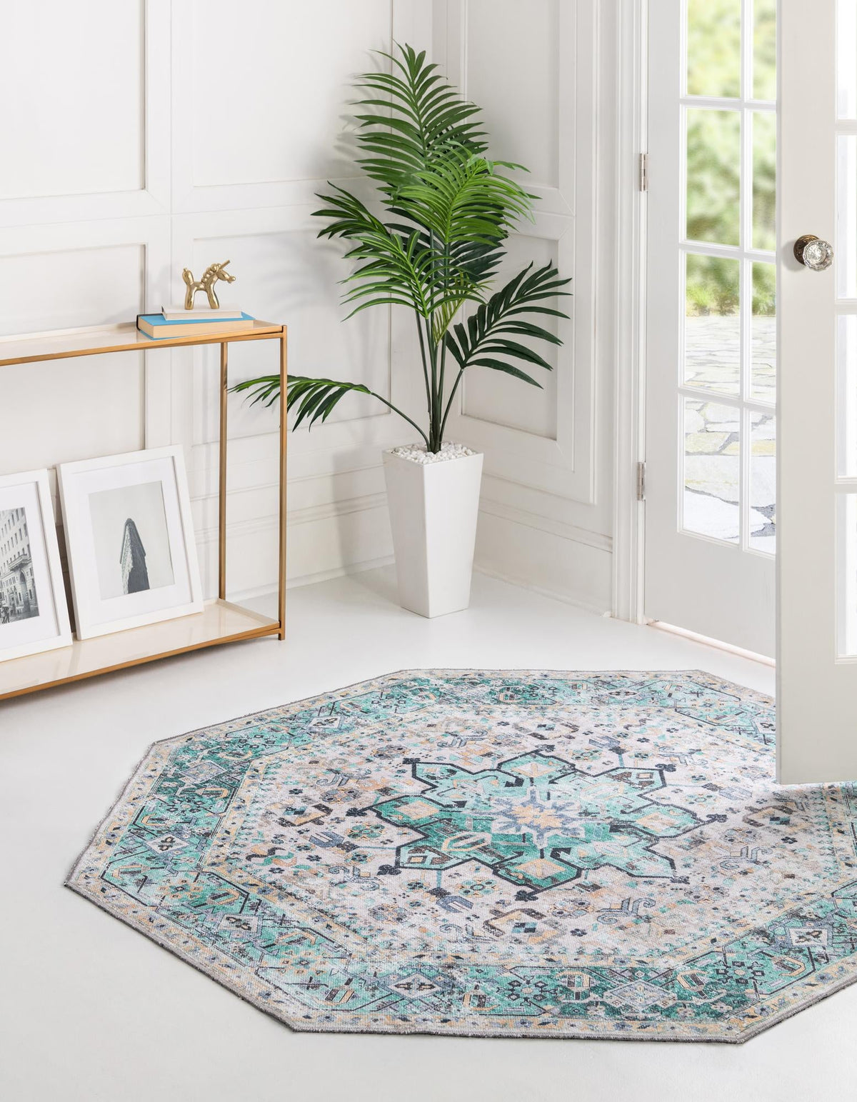 Laguna Sands Collection Area Rug -  Venice Octagon Aqua Green  lifestyle 77