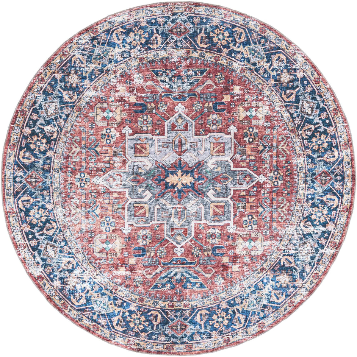 Laguna Sands Collection Area Rug -  Venice Round Rust Red  lifestyle 89
