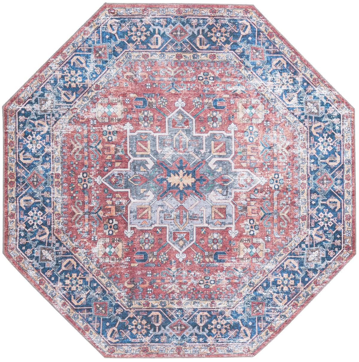 Laguna Sands Collection Area Rug -  Venice Octagon Rust Red  lifestyle 36