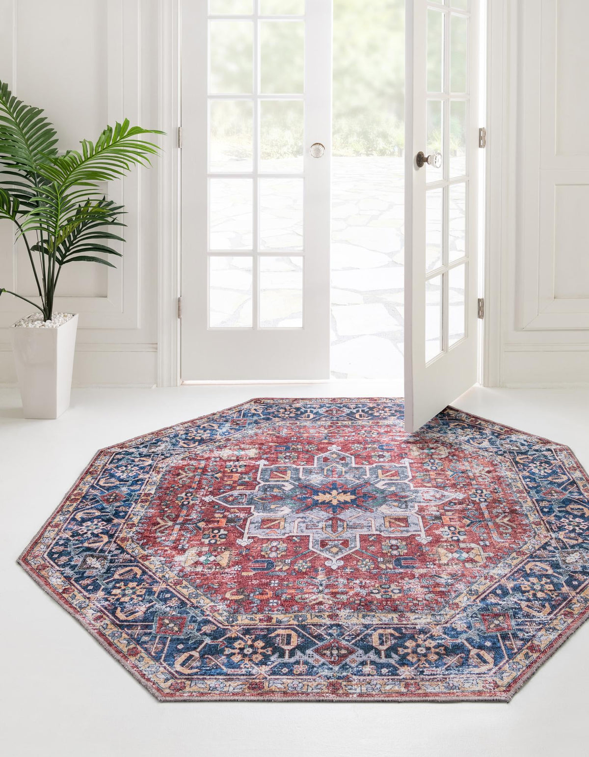 Laguna Sands Collection Area Rug -  Venice Octagon Rust Red  lifestyle 44