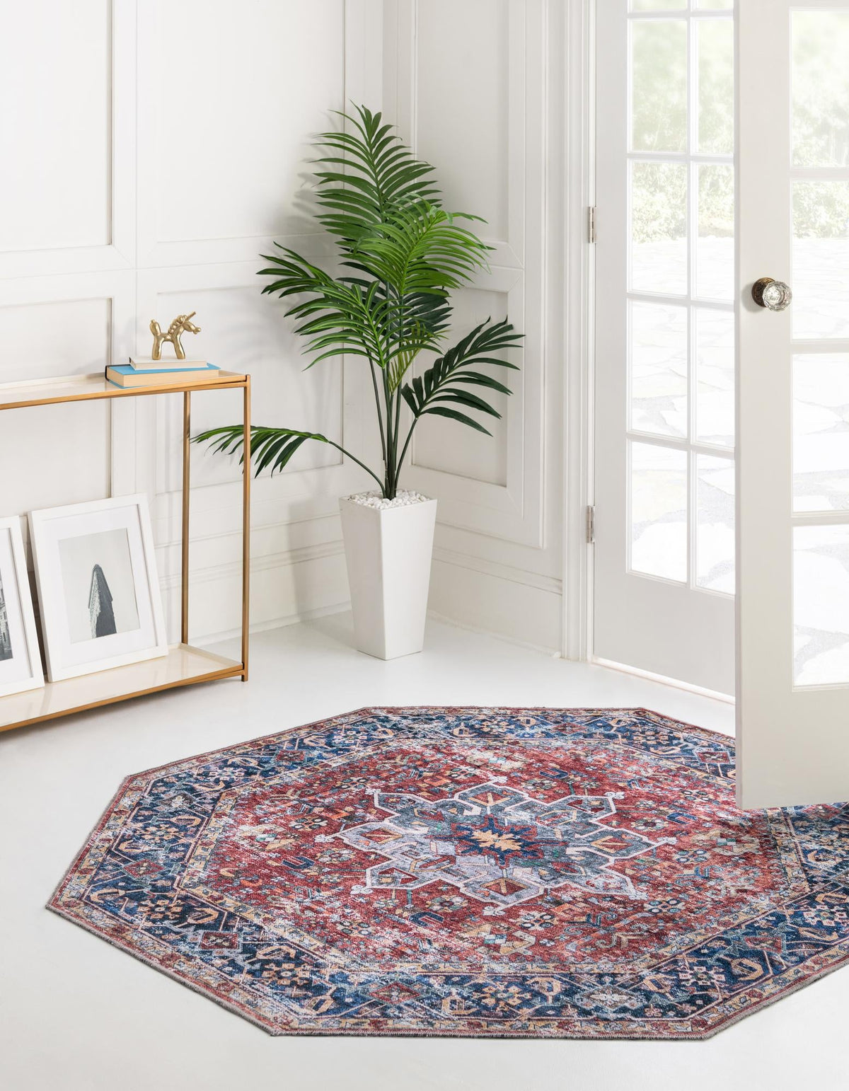 Laguna Sands Collection Area Rug -  Venice Octagon Rust Red  lifestyle 52
