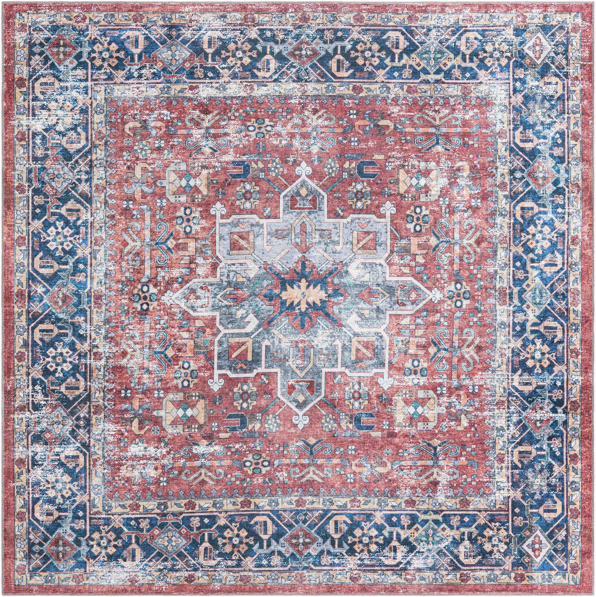Laguna Sands Collection Area Rug -  Venice Square Rust Red  lifestyle 91