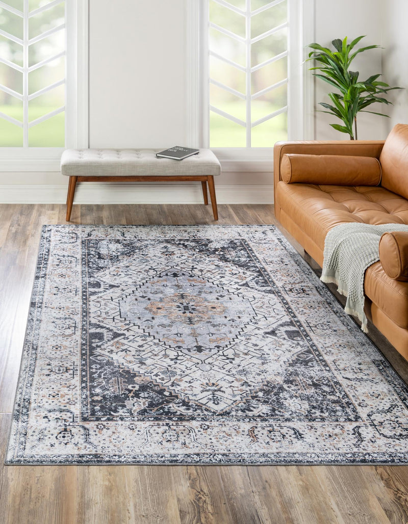 Laguna Sands Collection Area Rug -  Newport Rectangle Linen Charcoal  lifestyle 6