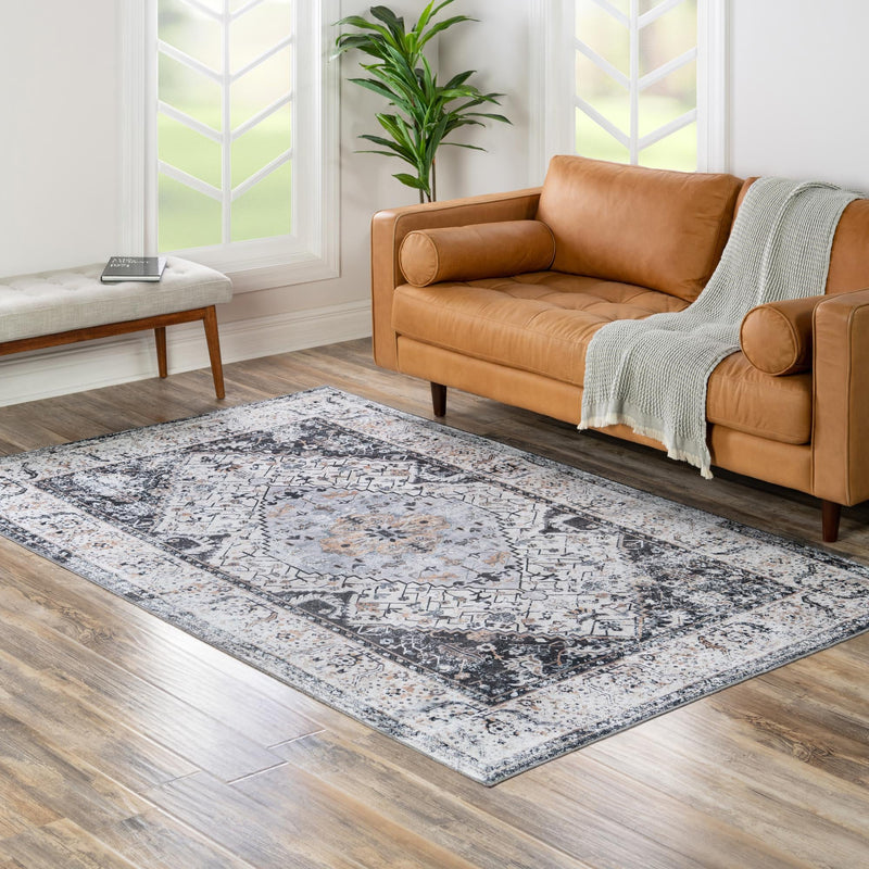 Laguna Sands Collection Area Rug -  Newport Rectangle Linen Charcoal  lifestyle 45