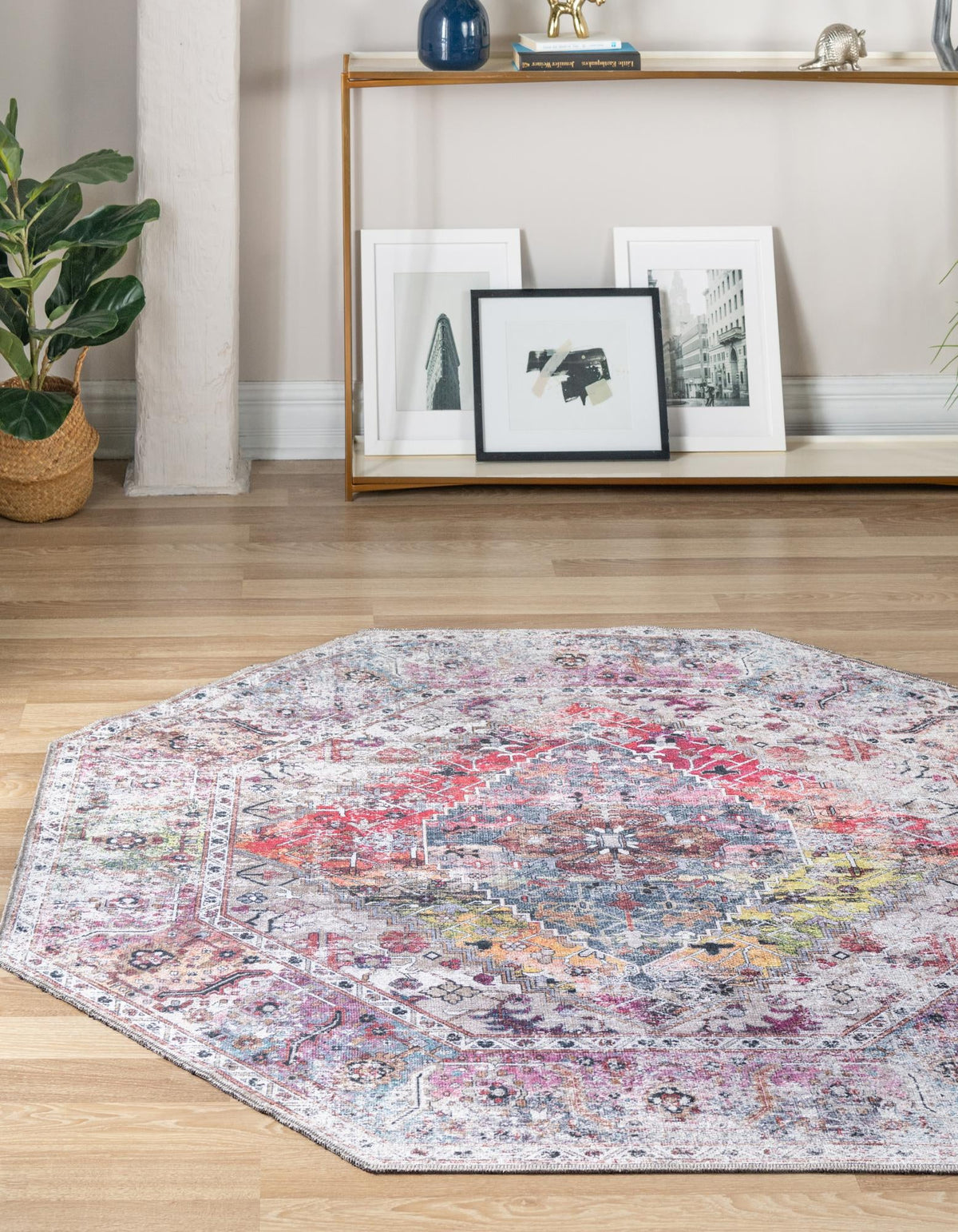Laguna Sands Collection Area Rug -  Newport Octagon Multi  lifestyle 81