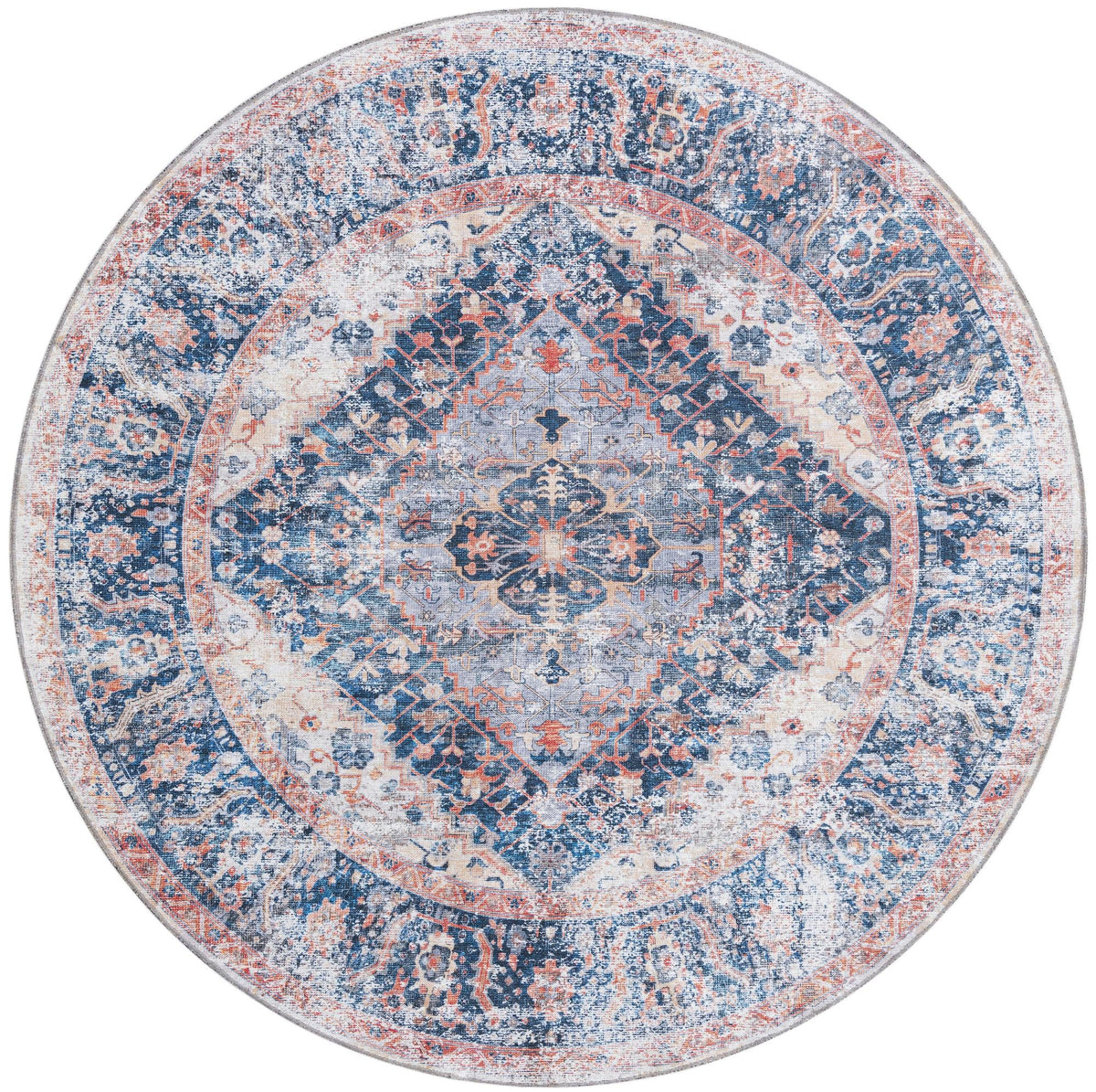 Laguna Sands Collection Area Rug -  Newport Round Navy Blue  lifestyle 66