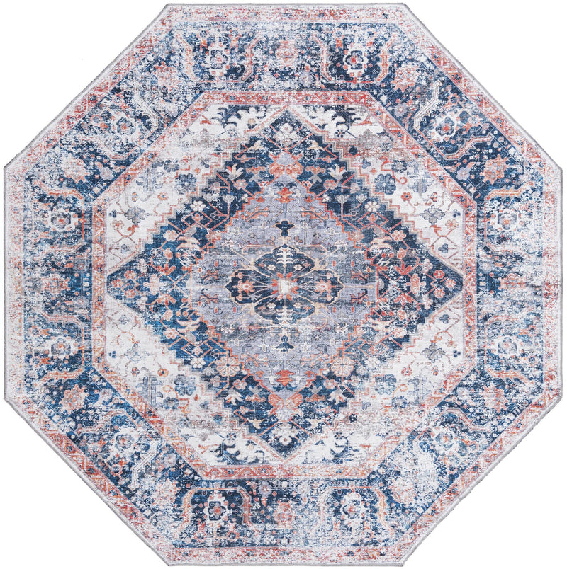 Laguna Sands Collection Area Rug -  Newport Octagon Navy Blue  lifestyle 56