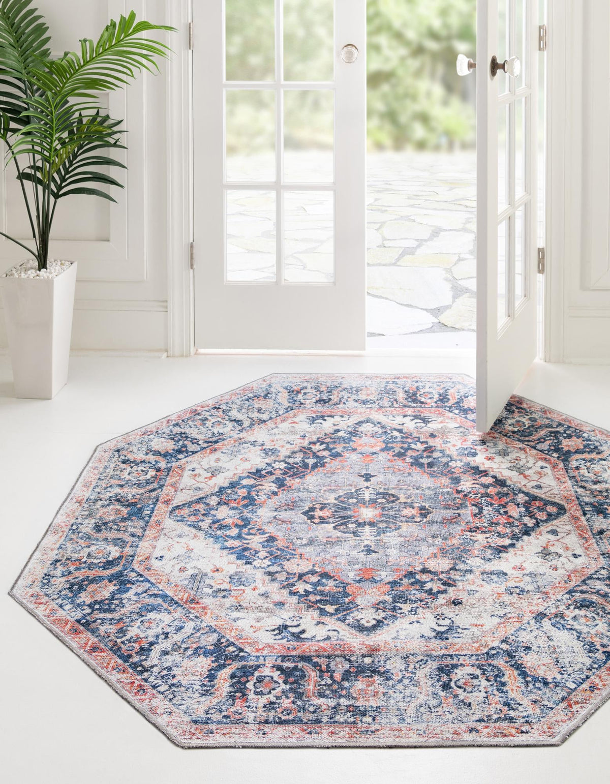 Laguna Sands Collection Area Rug -  Newport Octagon Navy Blue  lifestyle 68