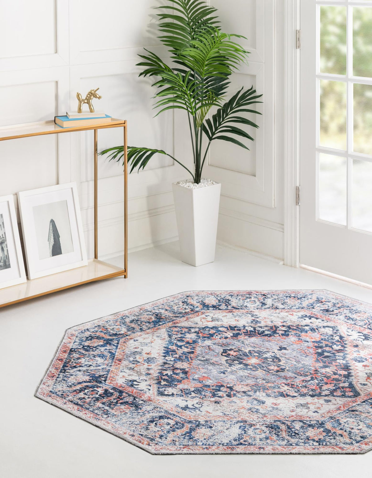 Laguna Sands Collection Area Rug -  Newport Octagon Navy Blue  lifestyle 80