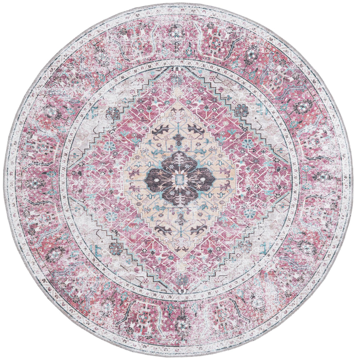 Laguna Sands Collection Area Rug -  Newport Round Light Coral Pink  lifestyle 46