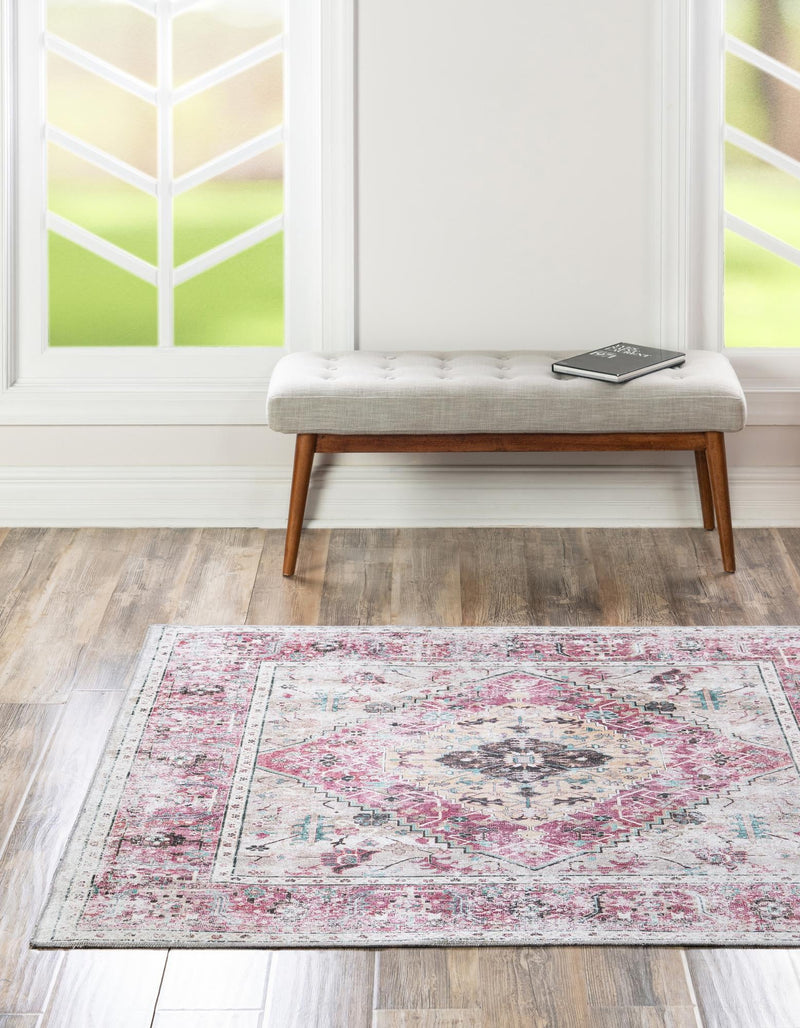 Laguna Sands Collection Area Rug -  Newport Square Light Coral Pink  lifestyle 59