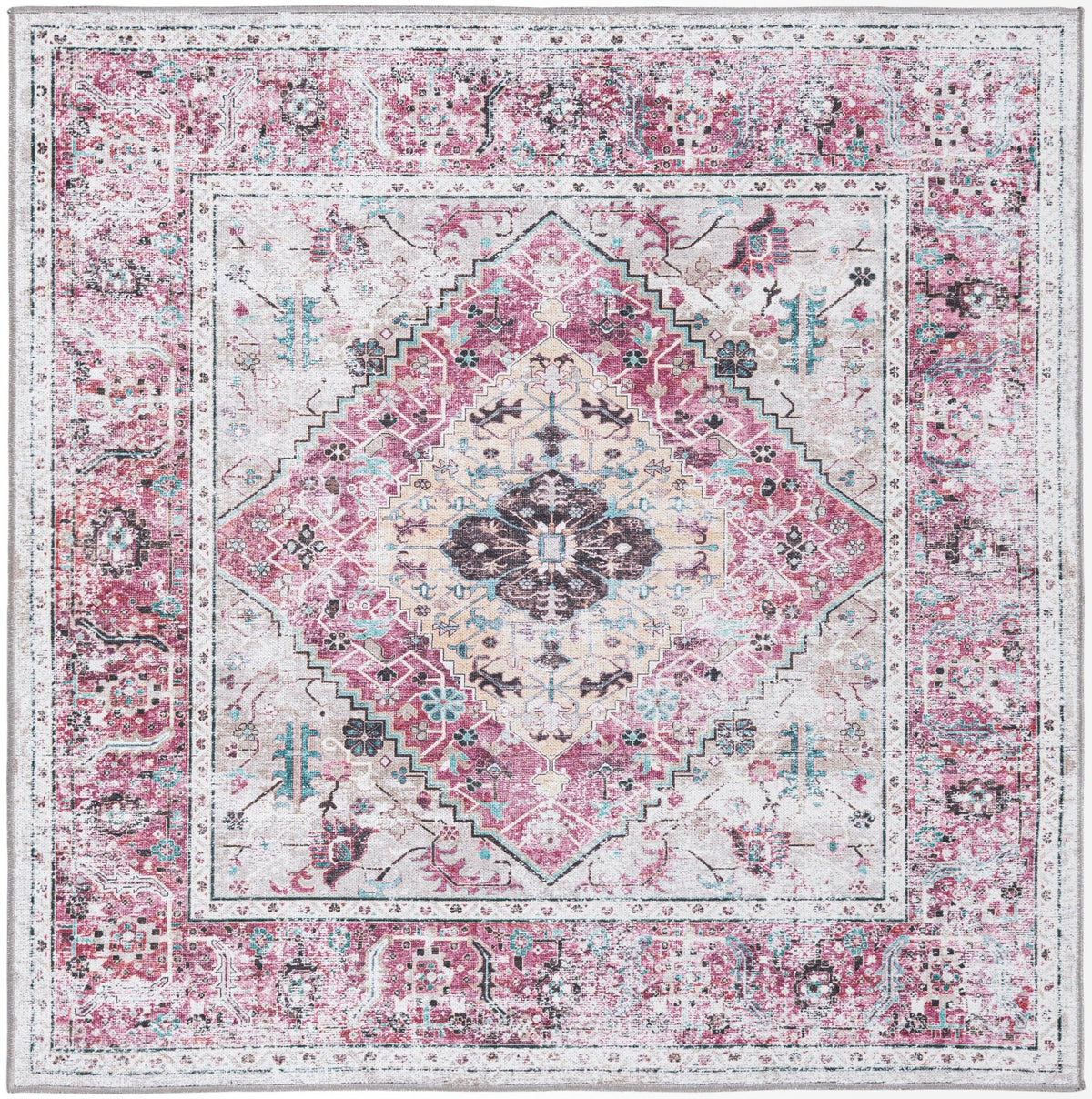 Laguna Sands Collection Area Rug -  Newport Square Light Coral Pink  lifestyle 47