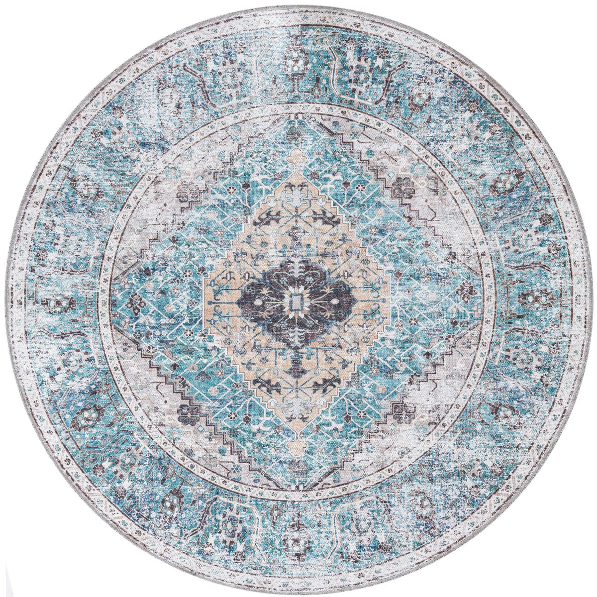 Laguna Sands Collection Area Rug -  Newport Round Sea Glass  lifestyle 70