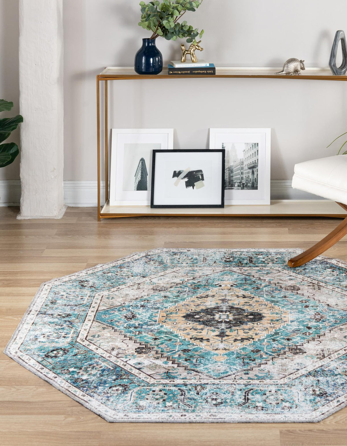 Laguna Sands Collection Area Rug -  Newport Octagon Seaglass  lifestyle 61