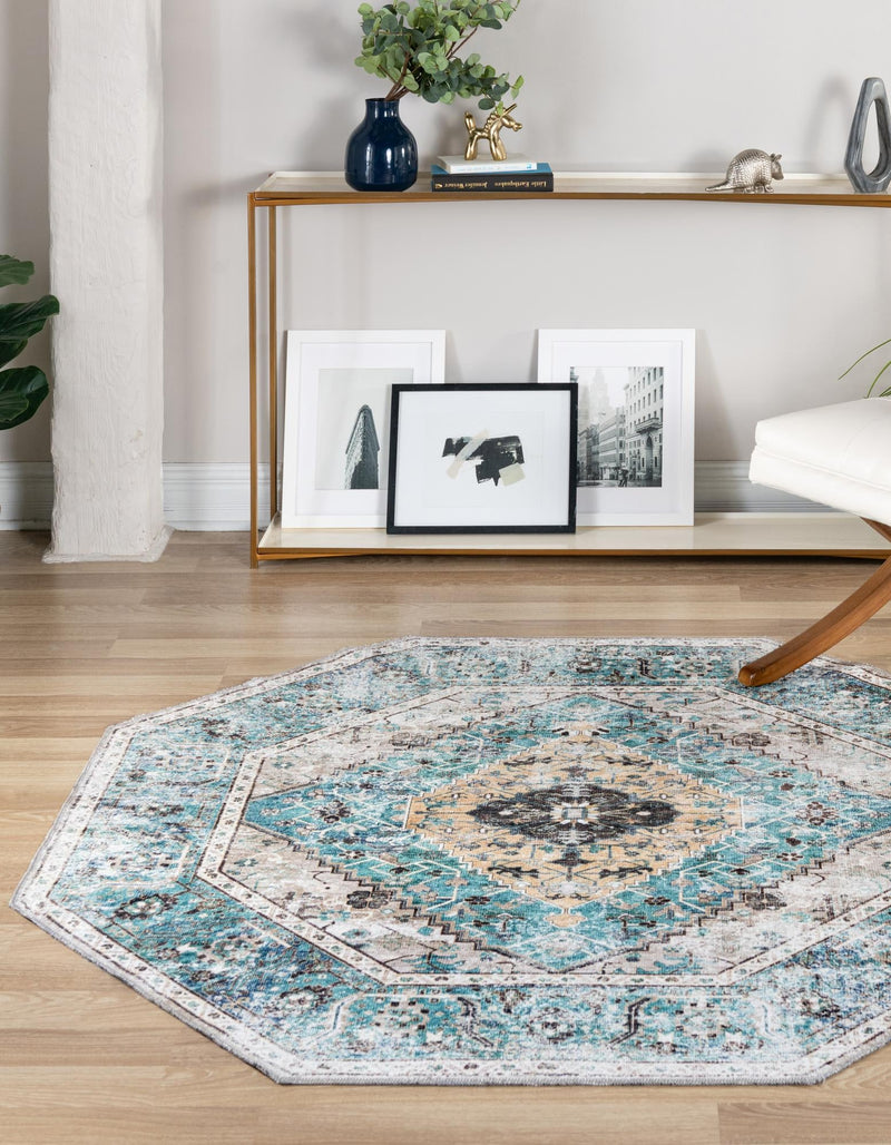 Laguna Sands Collection Area Rug -  Newport Octagon Seaglass  lifestyle 61