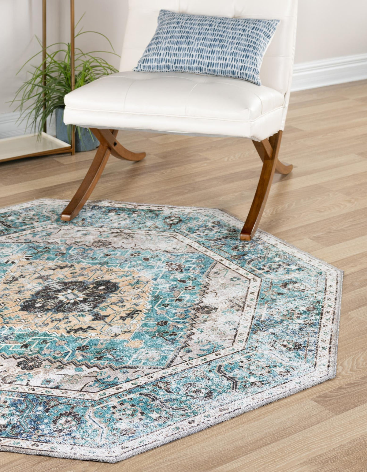 Laguna Sands Collection Area Rug -  Newport Octagon Seaglass  lifestyle 73