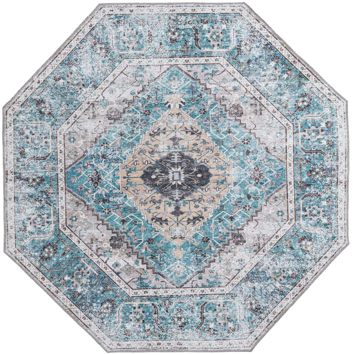 Laguna Sands Collection Area Rug -  Newport Octagon Seaglass  lifestyle 49