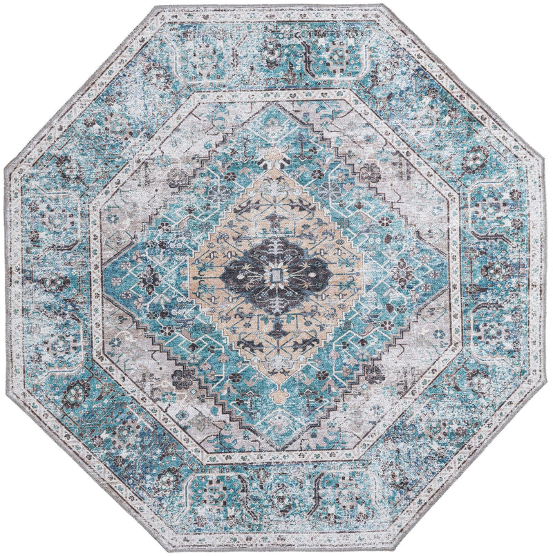 Laguna Sands Collection Area Rug -  Newport Octagon Seaglass  lifestyle 49