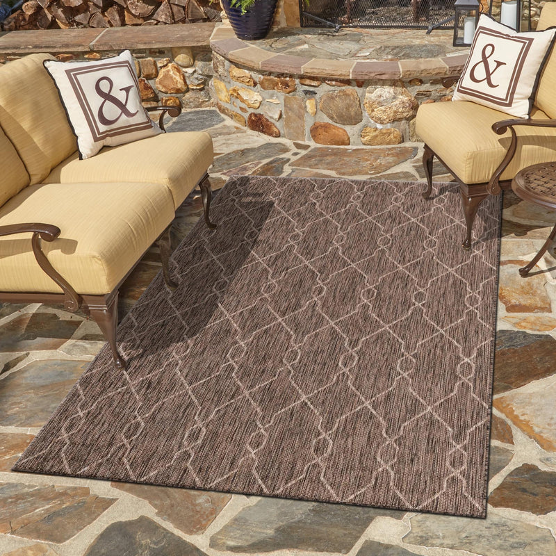 Garden Lattice Oasis Collection Area Rug -  Gazebo Rectangle Natural  lifestyle 136