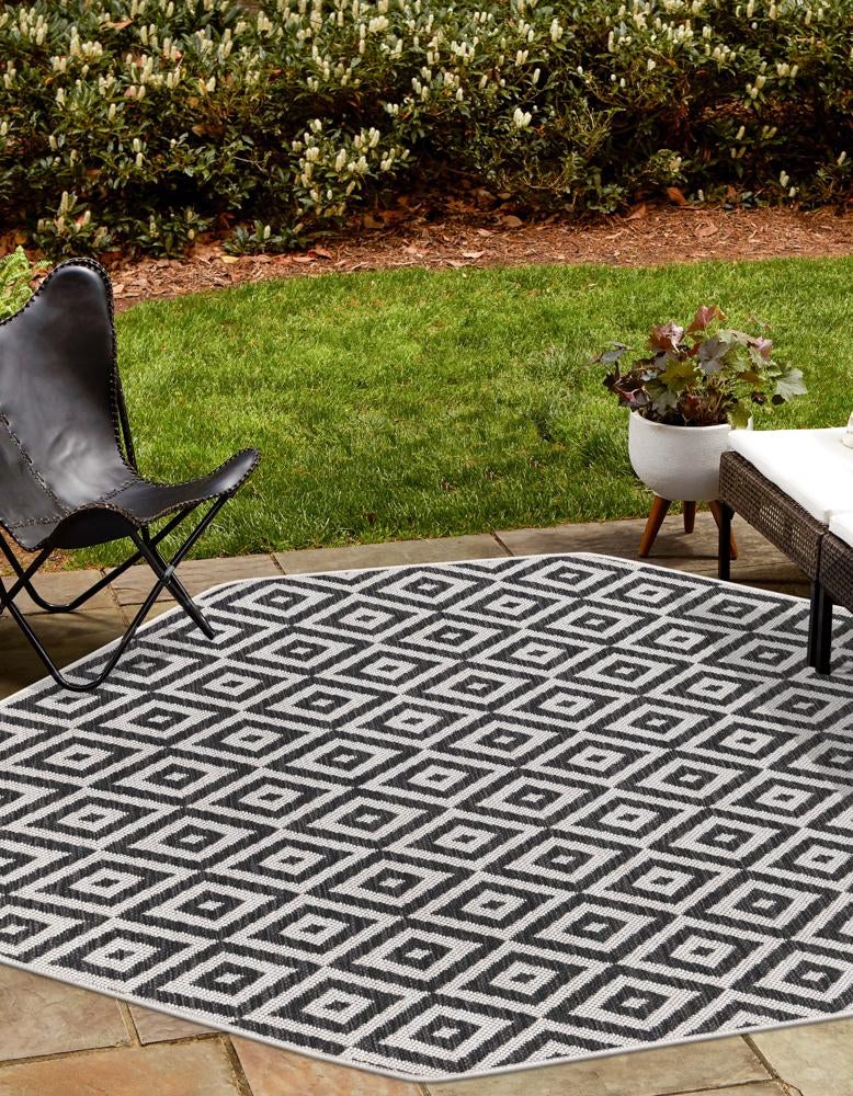 Urban Oasis Rugs Collection Area Rug -  Rooftop (Charcoal Gray) Octagon Charcoal Gray  lifestyle 0
