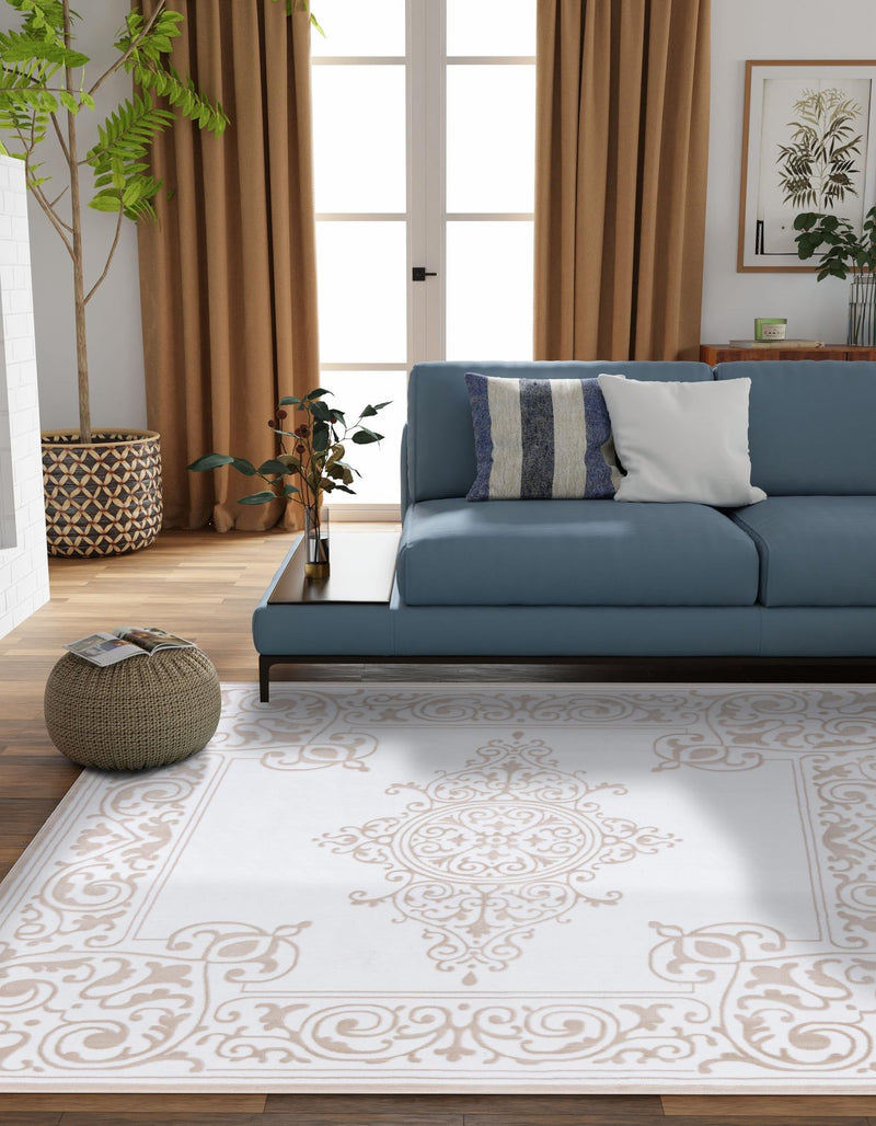 Sanctuary Retreat Collection Area Rug - Haven Square Snow White  lifestyle 40