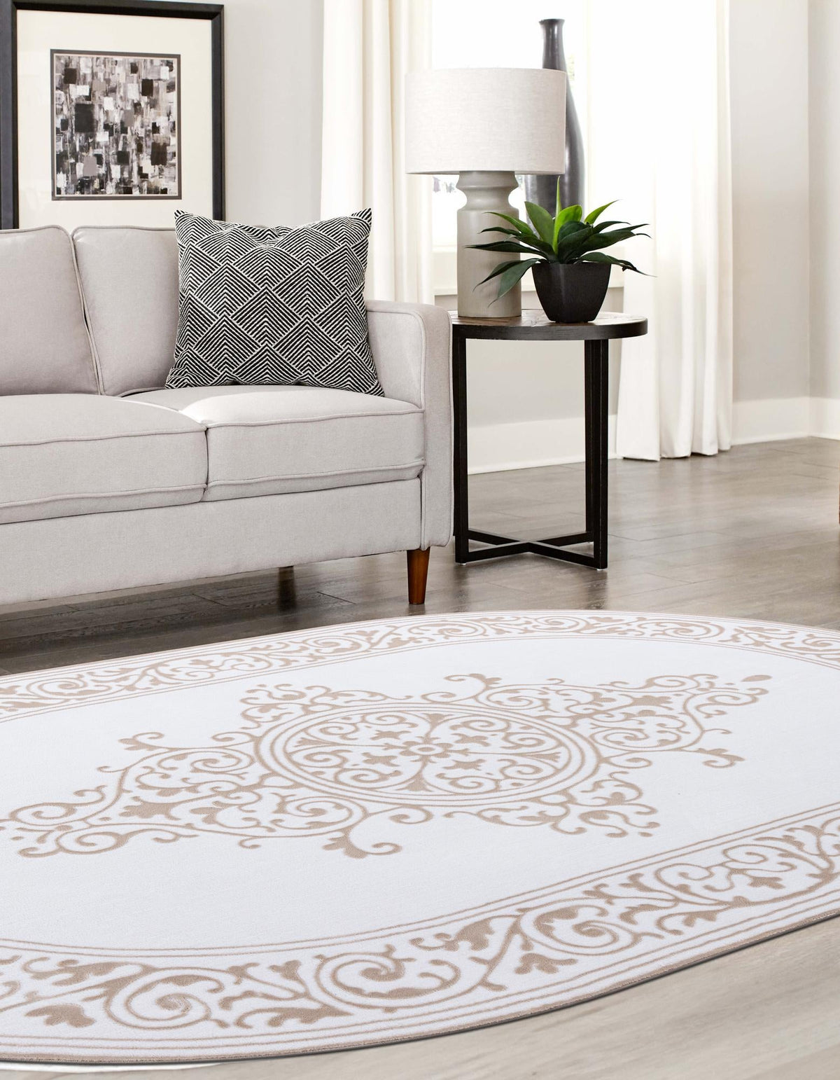 Sanctuary Retreat Collection Area Rug - Haven Oval Snow White  lifestyle 63