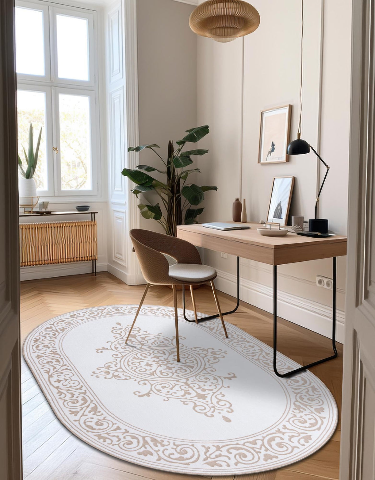 Sanctuary Retreat Collection Area Rug - Haven Oval Snow White  lifestyle 67