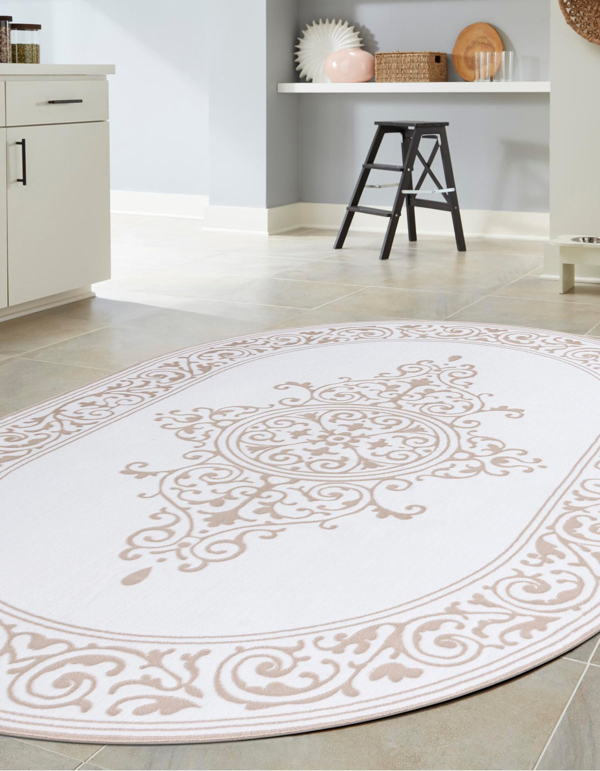 Sanctuary Retreat Collection Area Rug - Haven Oval Snow White  lifestyle 69