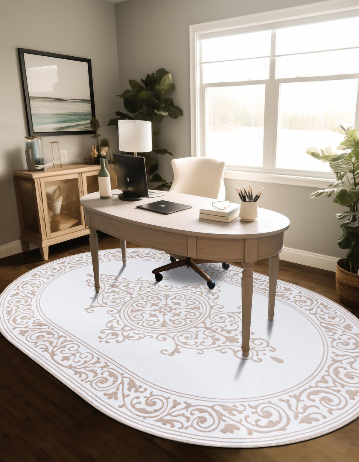 Sanctuary Retreat Collection Area Rug - Haven Oval Snow White  lifestyle 71