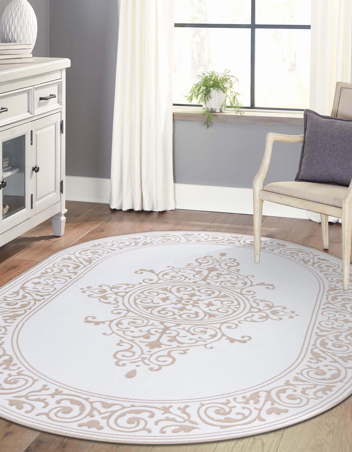 Sanctuary Retreat Collection Area Rug - Haven Oval Snow White  lifestyle 72