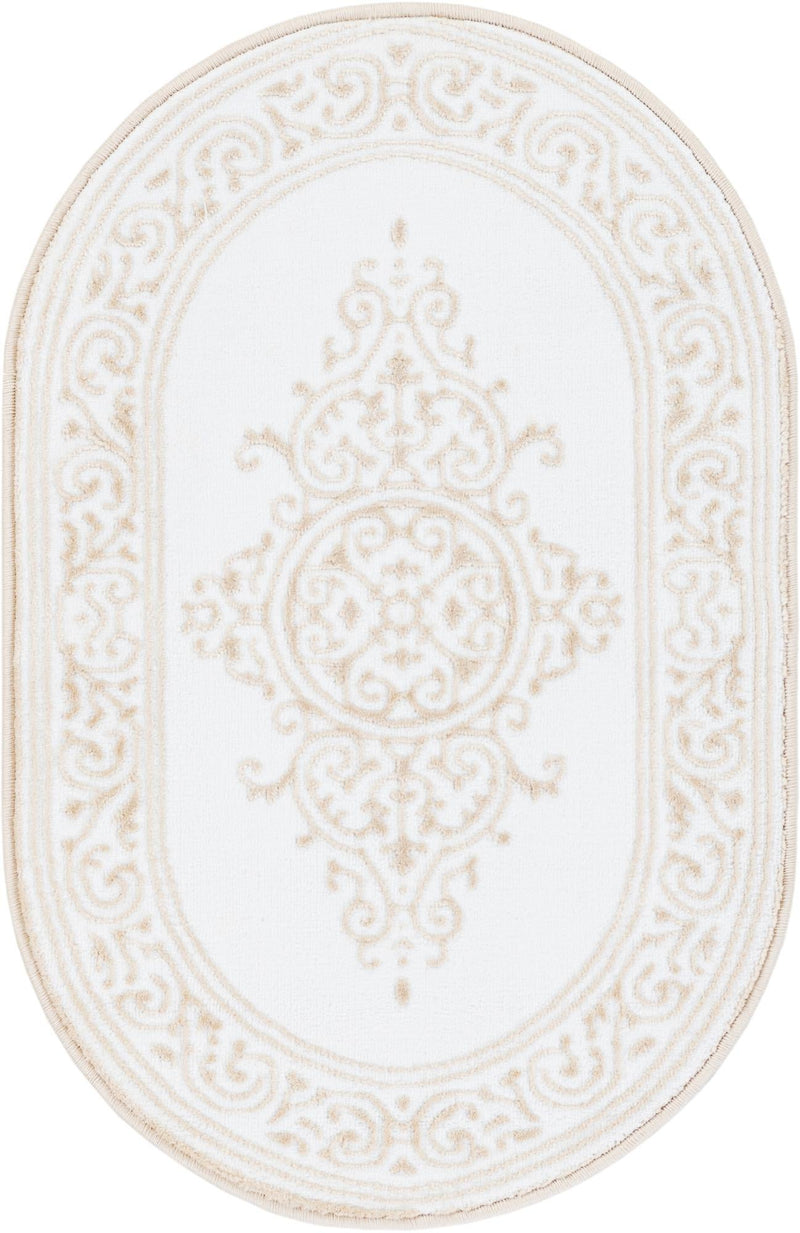 Sanctuary Retreat Collection Area Rug - Haven Oval Snow White  lifestyle 80