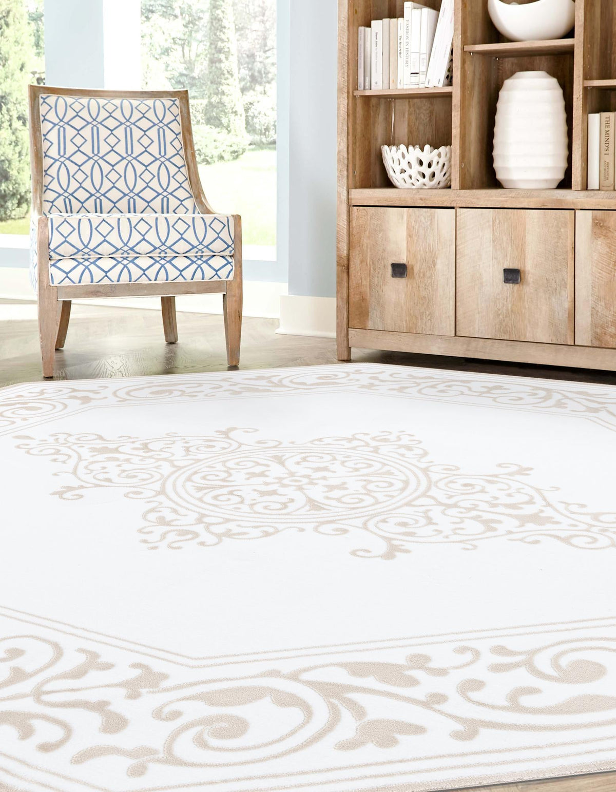 Sanctuary Retreat Collection Area Rug - Haven Octagon Snow White  lifestyle 51