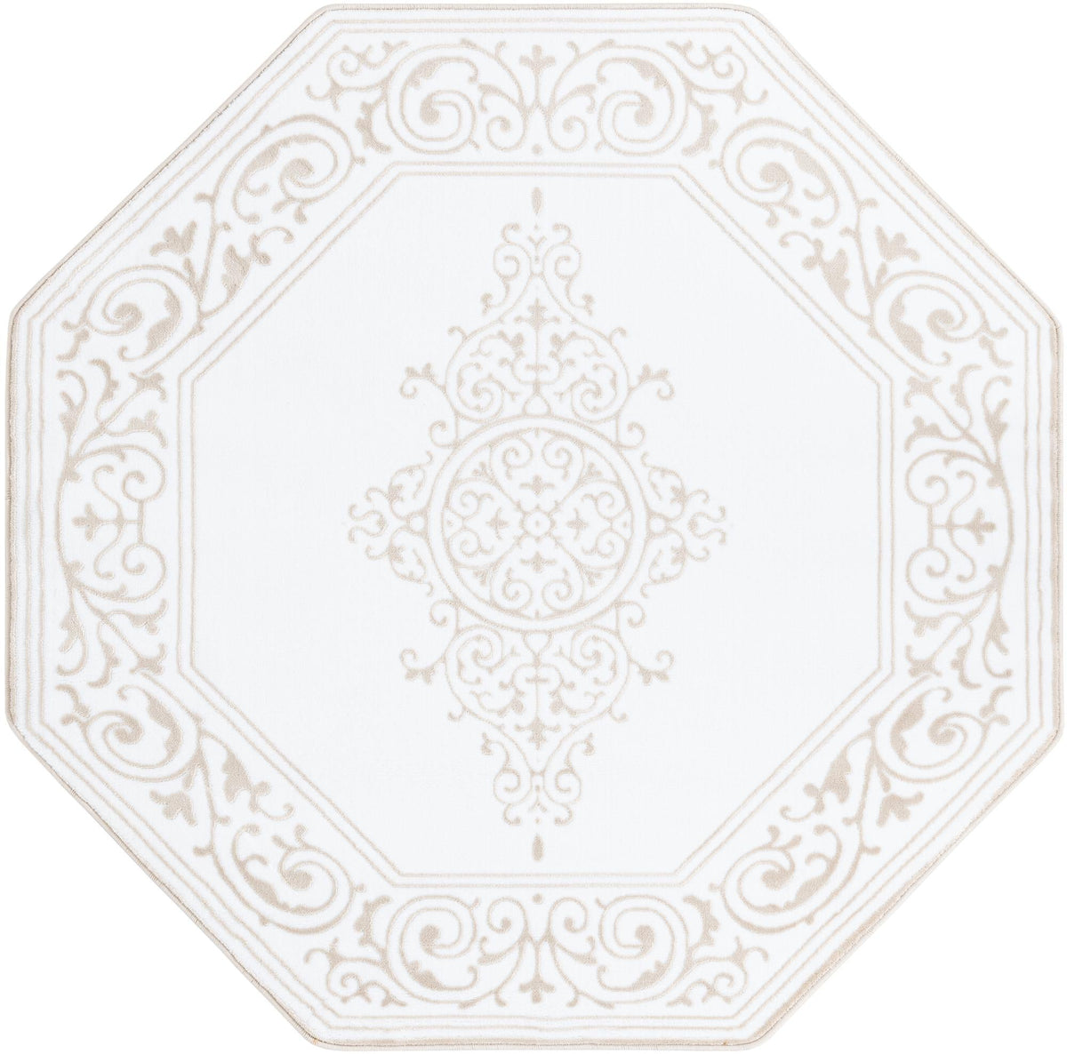 Sanctuary Retreat Collection Area Rug - Haven Octagon Snow White  lifestyle 33