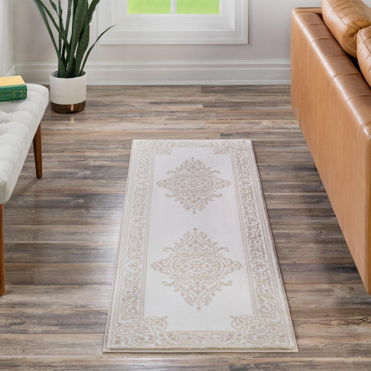 Sanctuary Retreat Collection Area Rug - Haven Runner Snow White  lifestyle 166