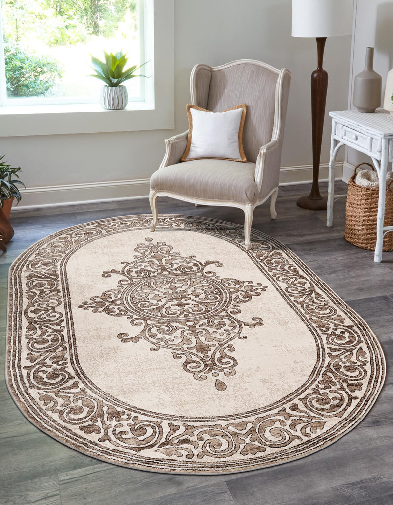 Sanctuary Retreat Collection Area Rug - Haven Oval Chocolate Brown  lifestyle 49
