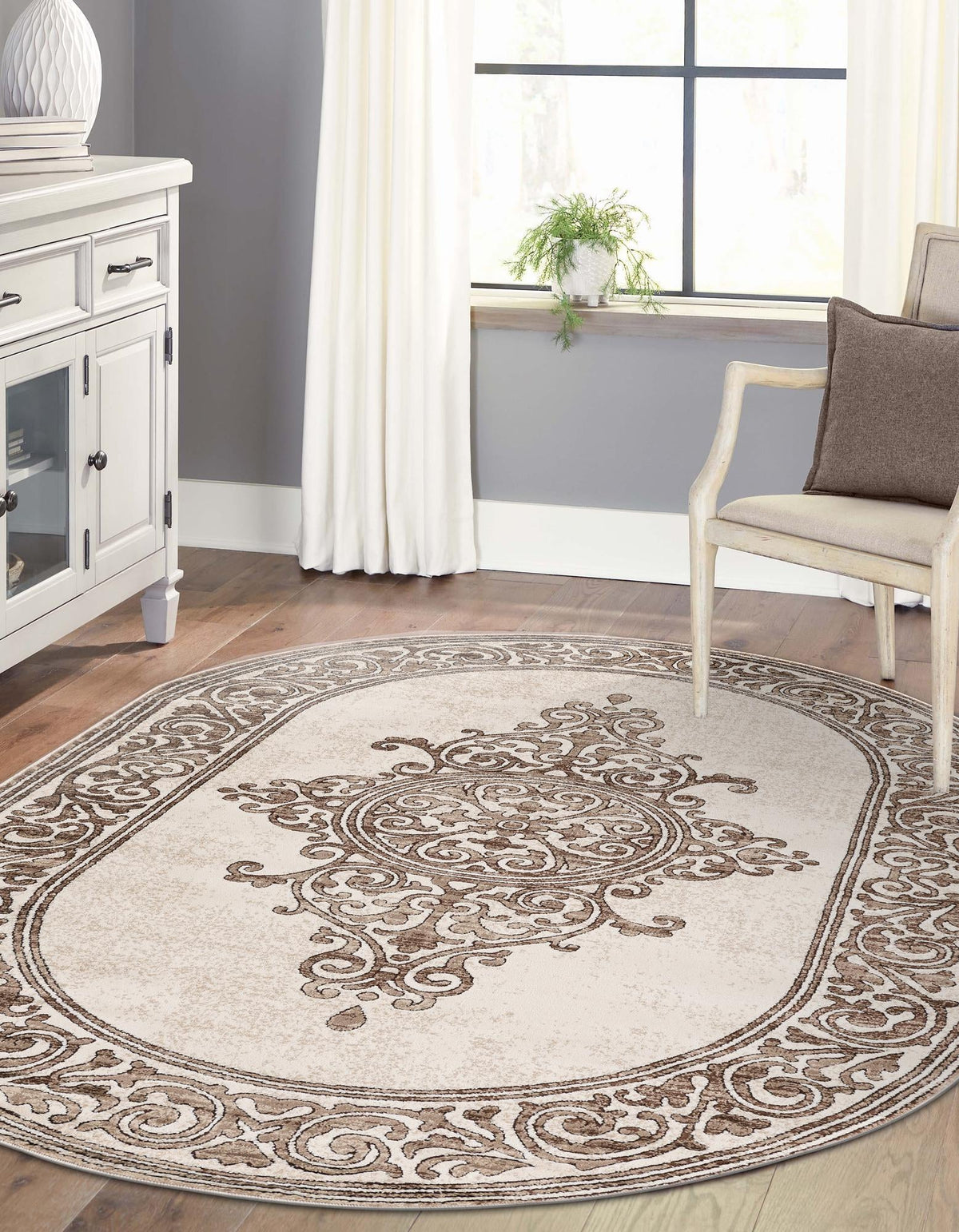 Sanctuary Retreat Collection Area Rug - Haven Oval Chocolate Brown  lifestyle 62