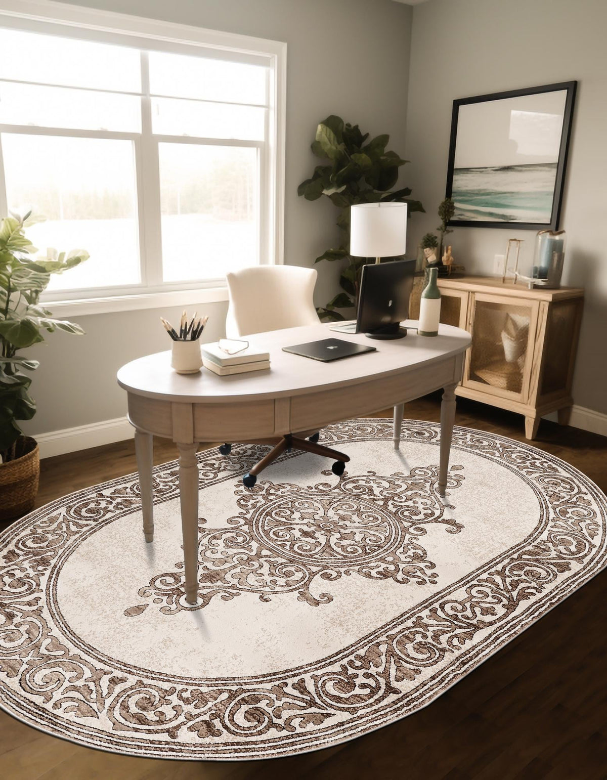 Sanctuary Retreat Collection Area Rug - Haven Oval Chocolate Brown  lifestyle 65