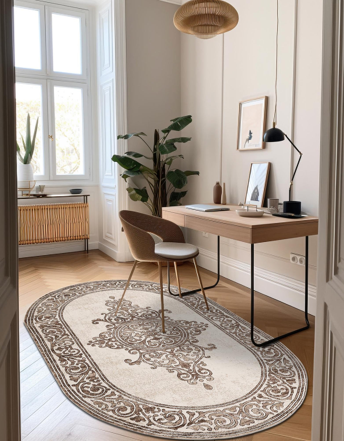 Sanctuary Retreat Collection Area Rug - Haven Oval Chocolate Brown  lifestyle 68
