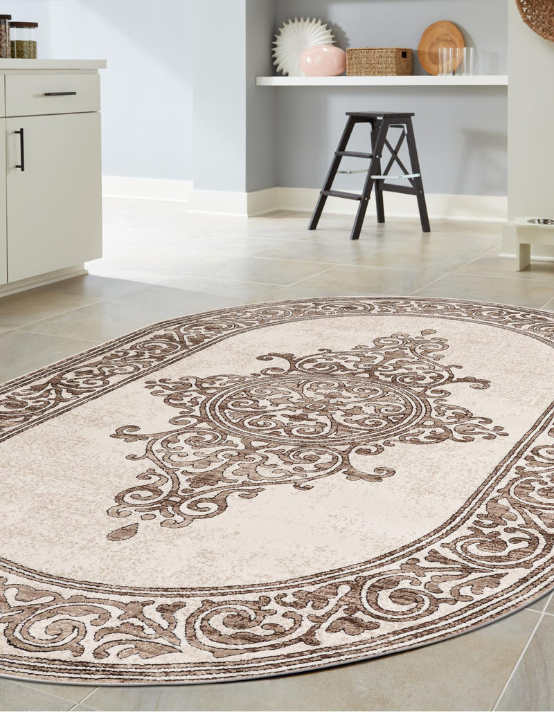Sanctuary Retreat Collection Area Rug - Haven Oval Chocolate Brown  lifestyle 71
