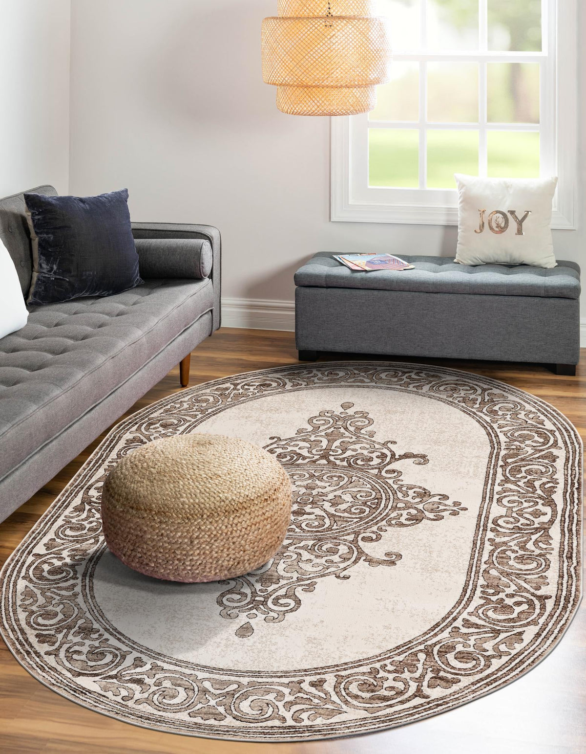 Sanctuary Retreat Collection Area Rug - Haven Oval Chocolate Brown  lifestyle 74