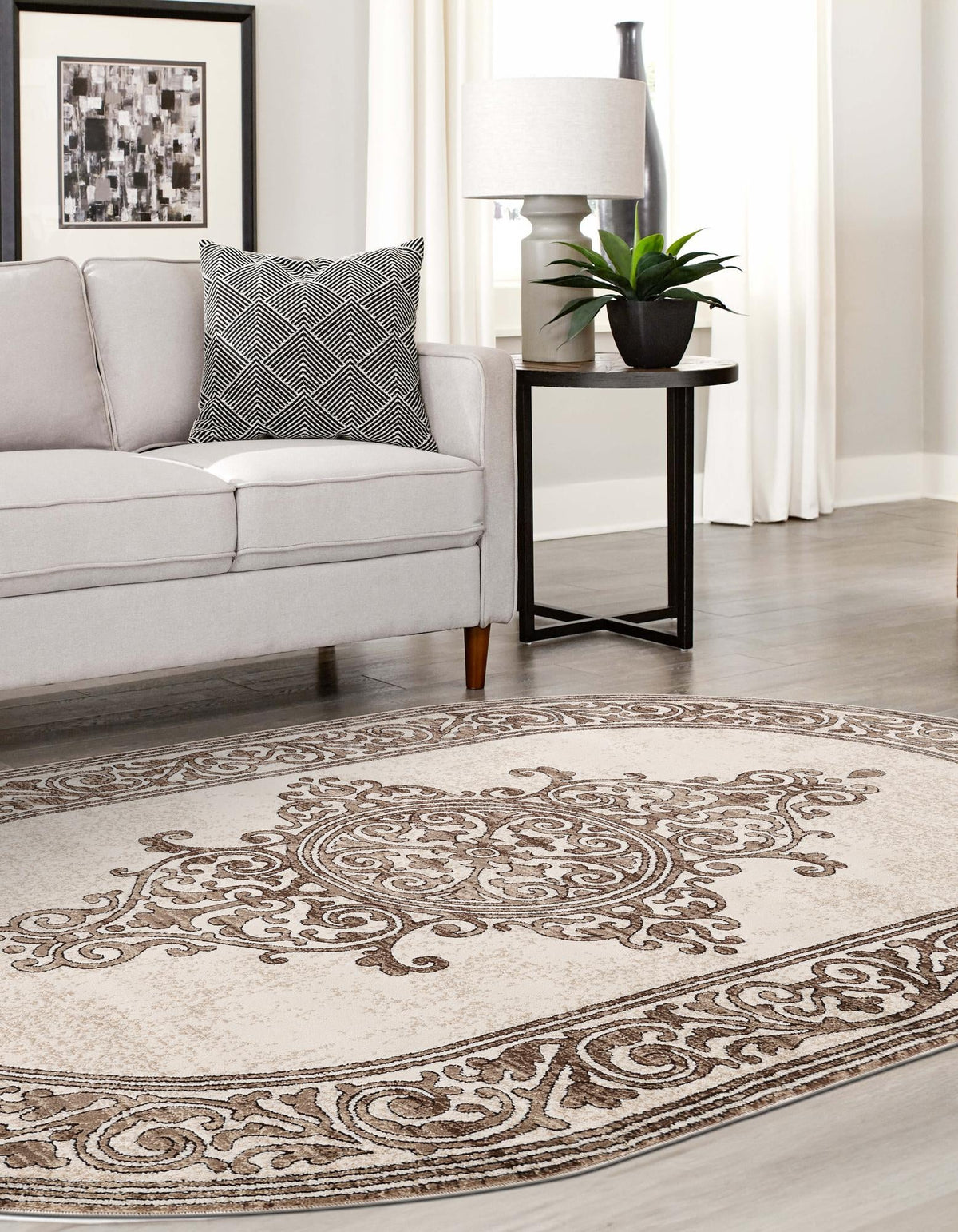 Sanctuary Retreat Collection Area Rug - Haven Oval Chocolate Brown  lifestyle 77